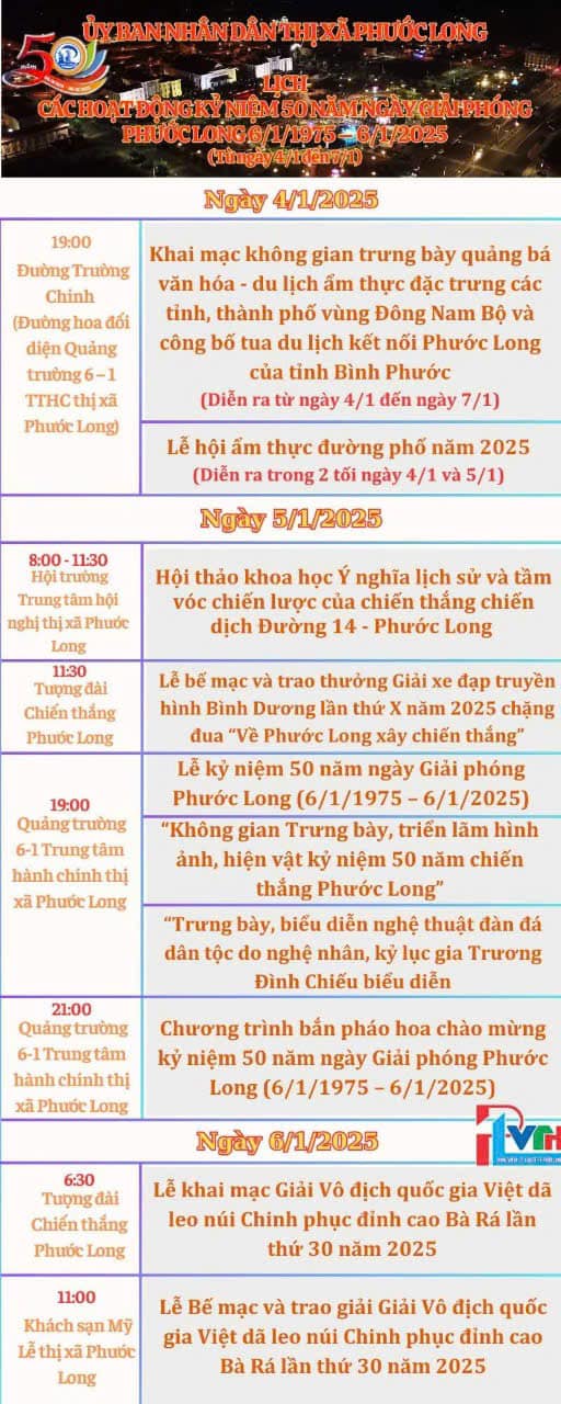 CÁC HOẠT ĐỘNG CHÀO MỪNG 50 NĂM GIẢI PHÓNG PHƯỚC LONG( 06/01/1975-06/01/2025)